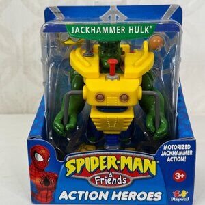 SpiderMan & Friends Action Heroes JACKHAMMER HULK Playwell 2002 Motorized Hammer